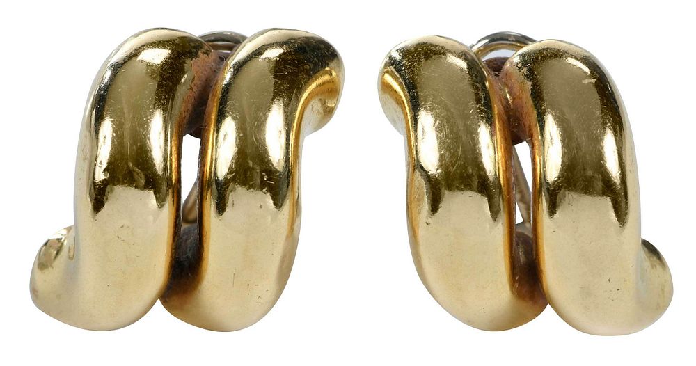 Appraisal: kt Earclips San Marco style stamped K Italy and with