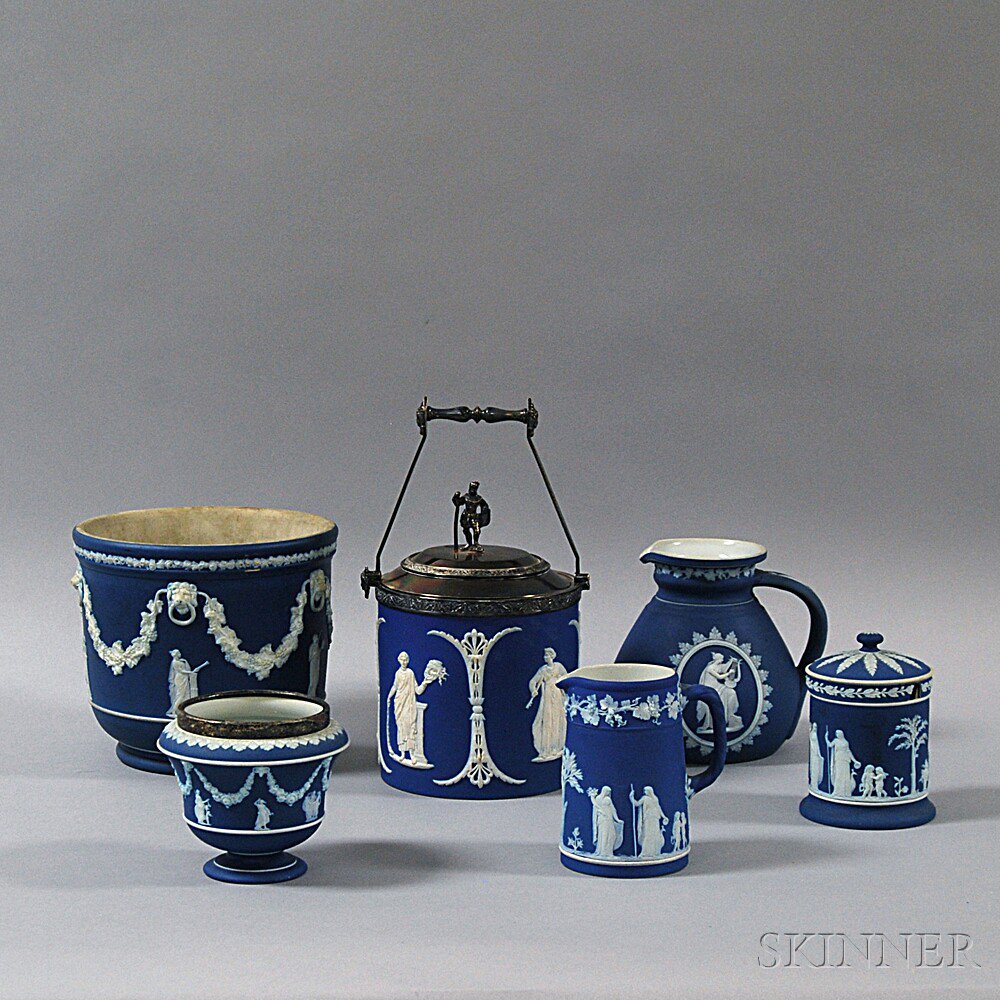 Appraisal: Six Wedgwood Dark Blue Jasper Items th and th century