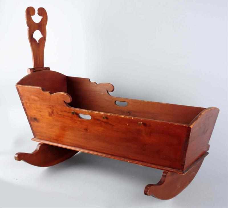 Appraisal: Pine Child's Cradle with Dovetailed Rockers Circa Condition Excellent Size