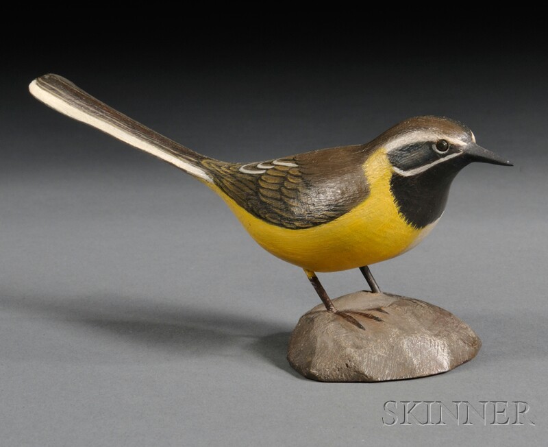 Appraisal: Jess Blackstone Miniature Carved and Painted Double Wagtail Figure made