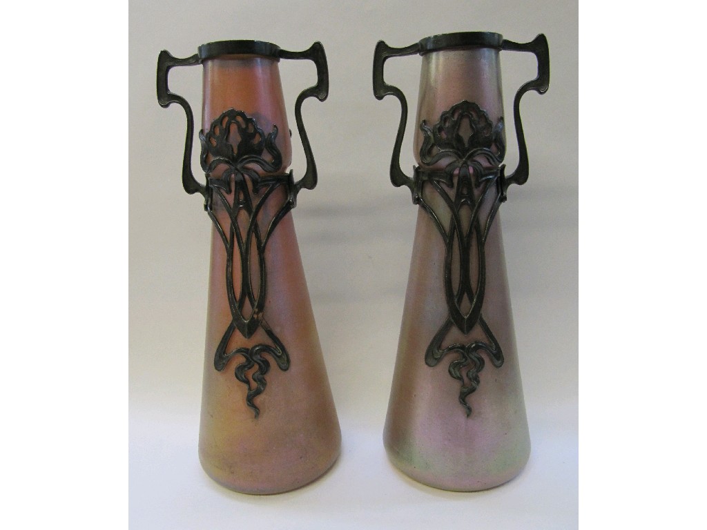 Appraisal: Pair of Wilheim Kralik and Sohn Art Nouveau vases the