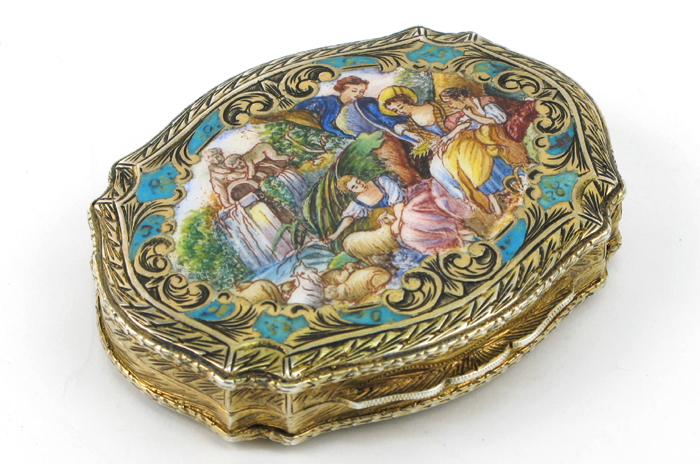 Appraisal: GERMAN ENAMELED LADY'S COMPACT fine silver with decoration to the