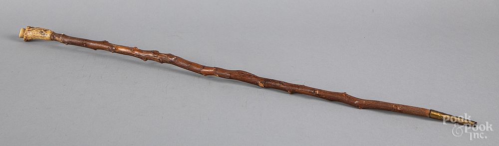 Appraisal: Stag-handled walking stick th c Stag-handled walking stick th c