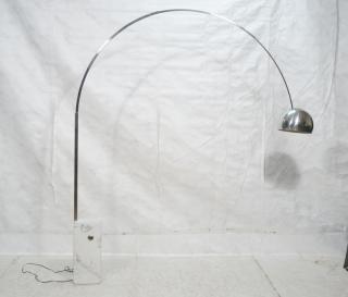 Appraisal: Italian ARCO Steel Floor Lamp White marble colum Italian ARCO