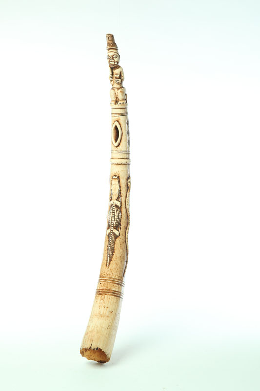 Appraisal: CARVED IVORY TRUMPET Africa st half- th century Large tusk