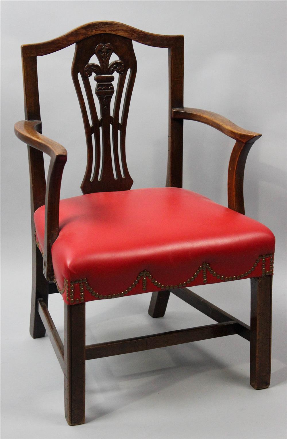 Appraisal: GEORGIAN CARVED MAHOGANY CHILD'S ARM CHAIR WITH PRINCE OF WALES