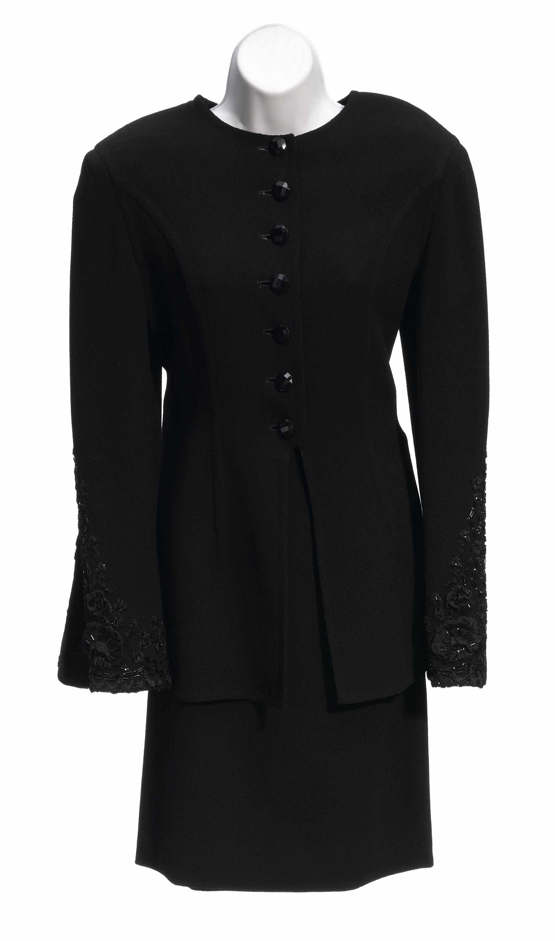 Appraisal: A Valentino black crepe beaded and embroidered jacket and skirt