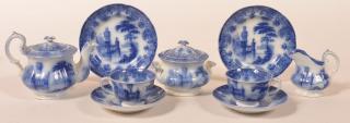 Appraisal: Flow Blue Gothic Pattern Piece Child's Tea Set Flow Blue