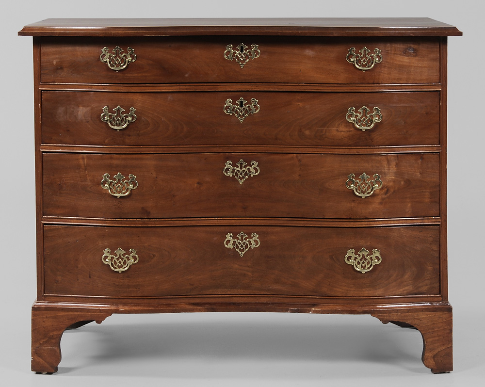 Appraisal: New England Chippendale Serpentine Chest Connecticut late th century cherry