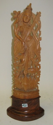 Appraisal: AN INDIAN CARVED STANDING FIGURE of Saraswathi Goddess of all