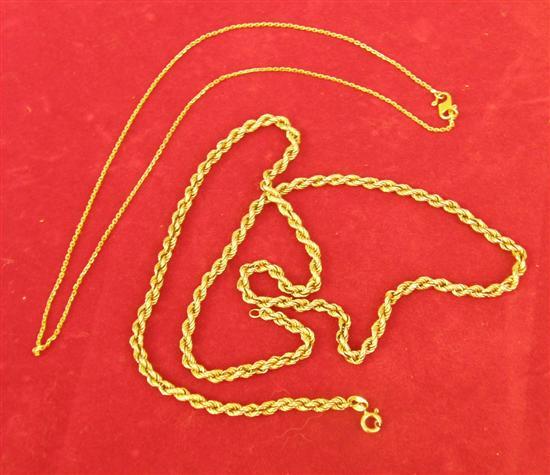 Appraisal: Gold rope twist necklace and another necklace