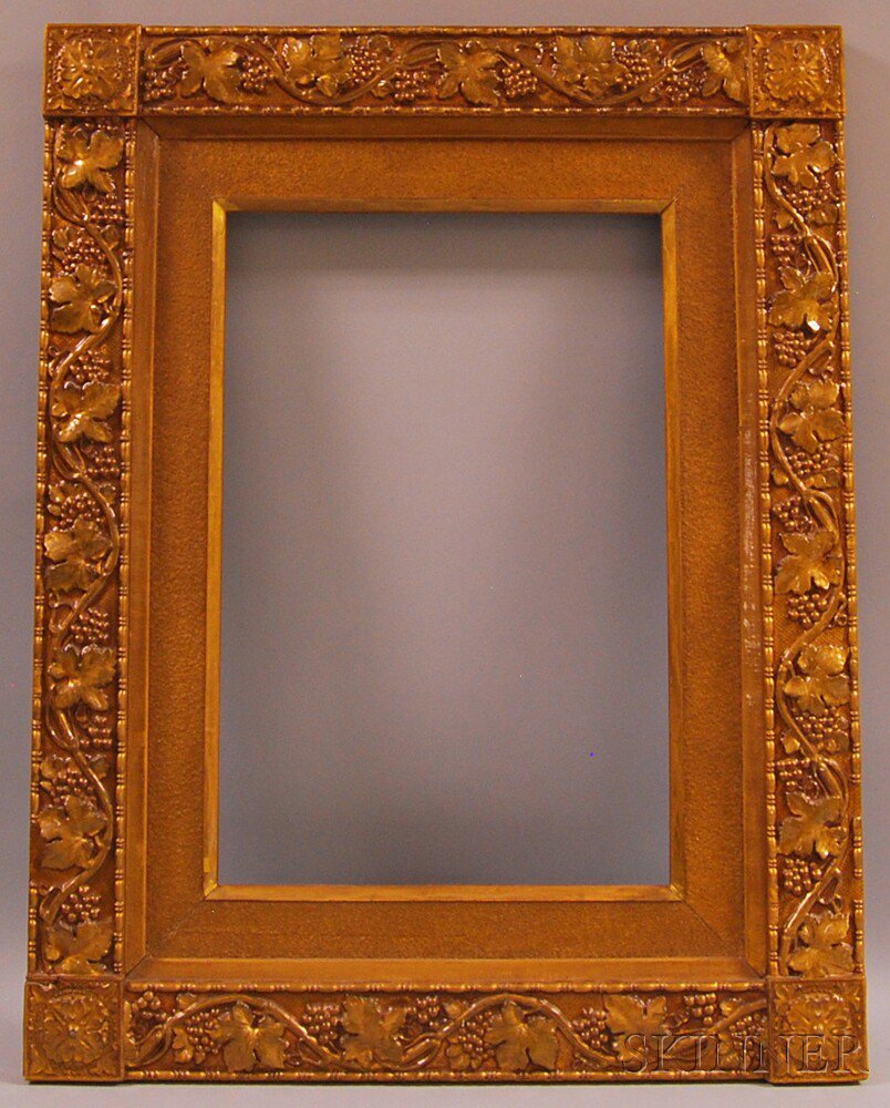 Appraisal: Two Arts Crafts-style Frames flat wood panel painted gold and