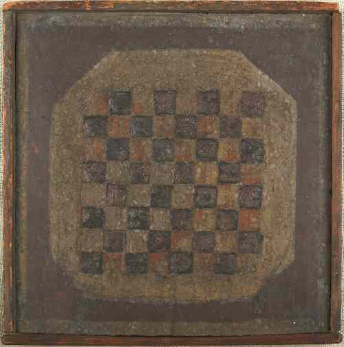 Appraisal: Painted pine gameboard th c x