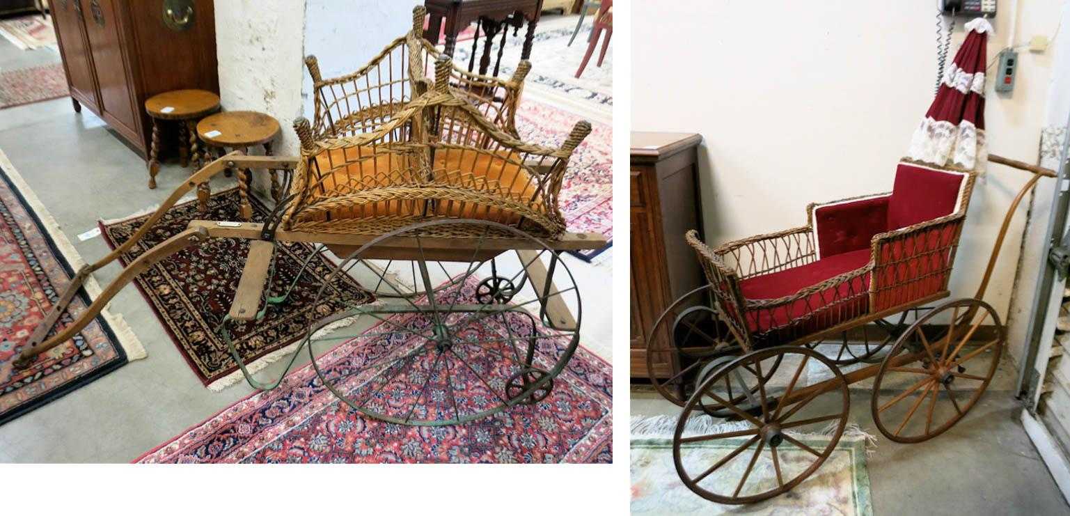 Appraisal: TWO VICTORIAN BABY CARRIAGES -wheel infant carriage A Quesnot Rouen