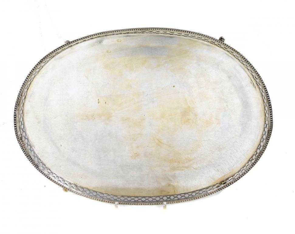 Appraisal: A RUSSIAN OVAL TEA TRAY the plain field in pierced