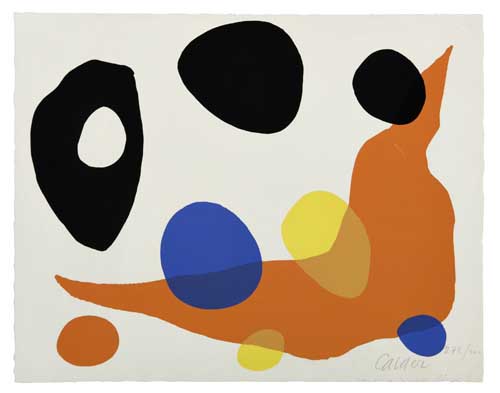 Appraisal: ALEXANDER CALDER Oval Forms and Boomerang Color lithograph x mm