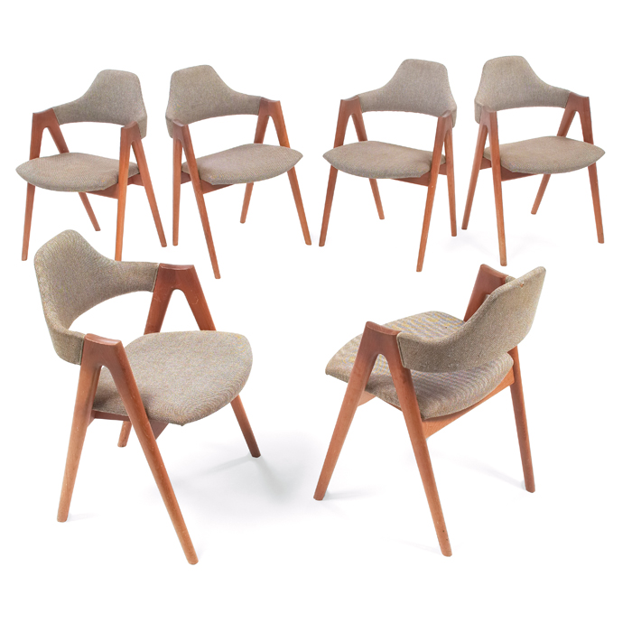 Appraisal: Kai Kristiansen dining chairs for SVA Mobler six teak frames