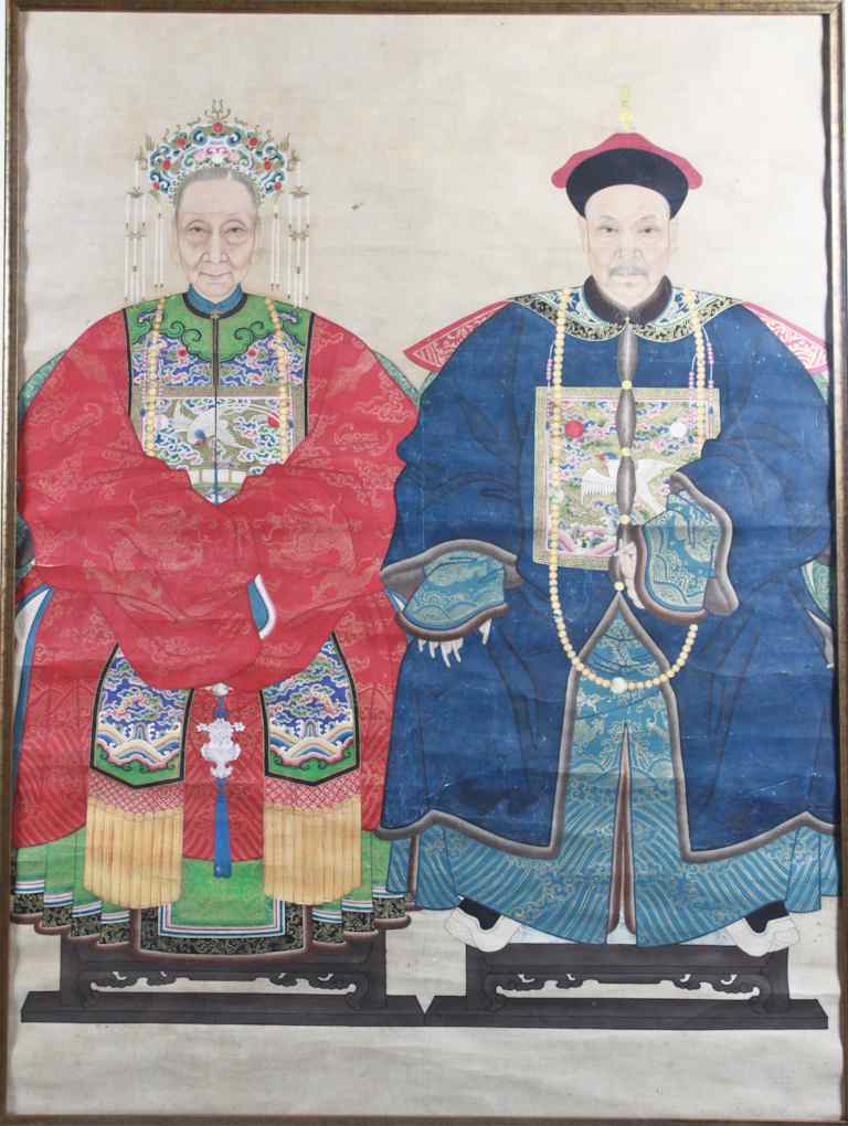 Appraisal: CHINESE ANCESTOR PORTRAIT QING DYNASTY TH CENTURY ink and color