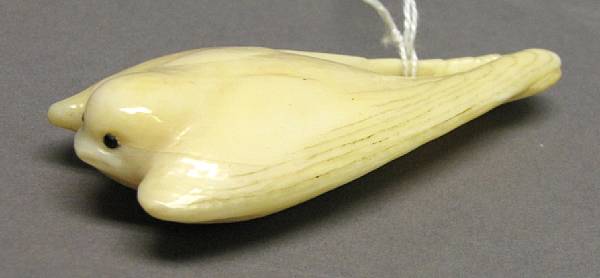 Appraisal: A marine ivory netsuke of a swallow With inlaid eyes