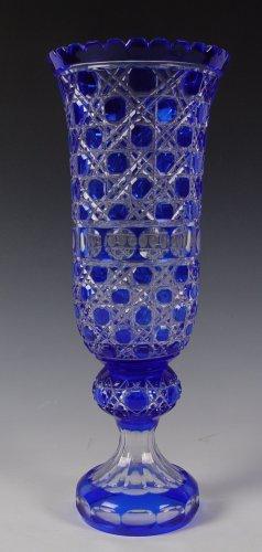 Appraisal: BOHEMIAN GLASS COBALT CUT TO CLEAR VASE '' tall