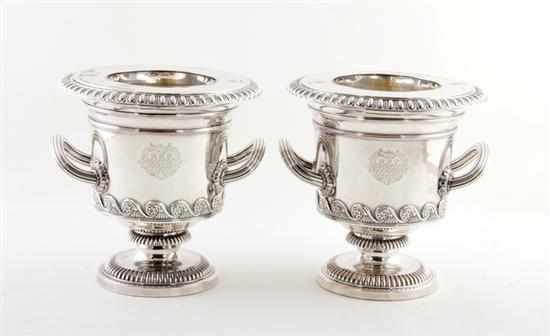 Appraisal: Pair George IV fused-plate wine coolers Matthew Boulton circa campana