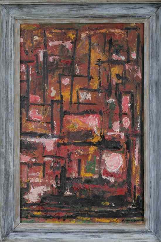 Appraisal: AMERICAN SCHOOL th century PINK ABSTRACT signed lower right Oil