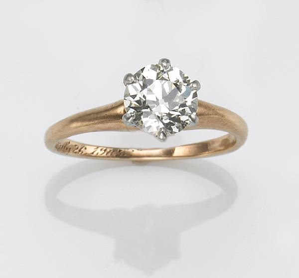 Appraisal: A diamond and k gold solitaire ring old European diamond