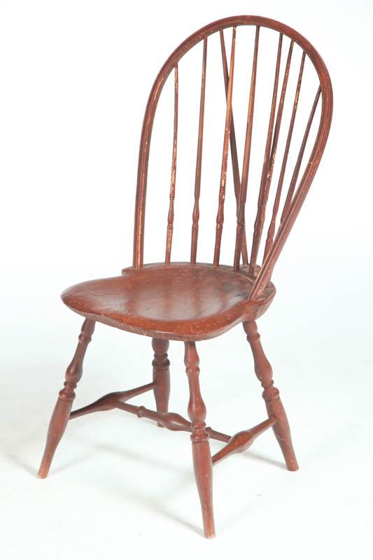 Appraisal: BRACED-BACK BOW-BACK WINDSOR SIDE CHAIR American late th-early th century