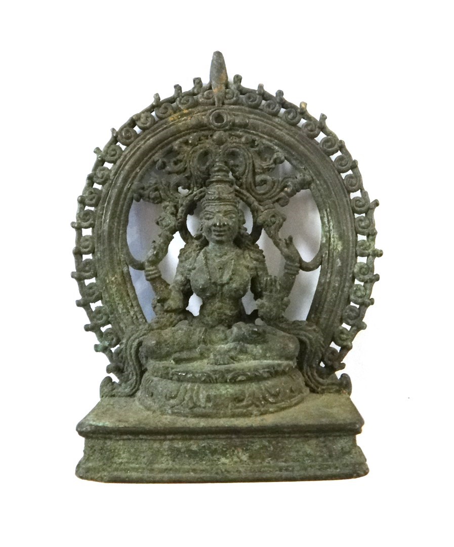 Appraisal: A Kerala bronze figure of Gajalakshmi South India th th