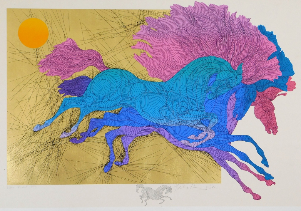 Appraisal: GUILLAUME AZOULAY HORSES LE SAUT SERIGRAPH Guillaume AzoulayIsrael b Le