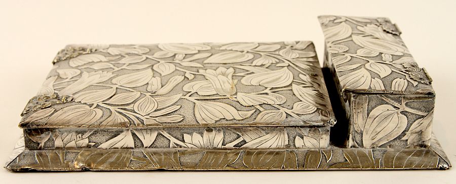 Appraisal: LATE TH CENT SILVER PLATED WRITING BOX A late nineteenth