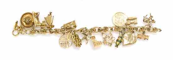 Appraisal: A Karat Yellow Gold Charm Bracelet with Attached Charms consisting