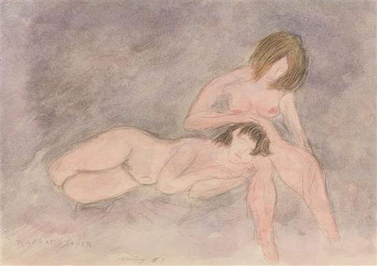 Appraisal: Sale Lot Raphael Soyer American - Drawing graphite and watercolor