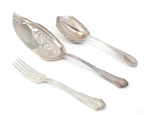 Appraisal: A silver flatware group Comprising assembled Jacobean flatware part set