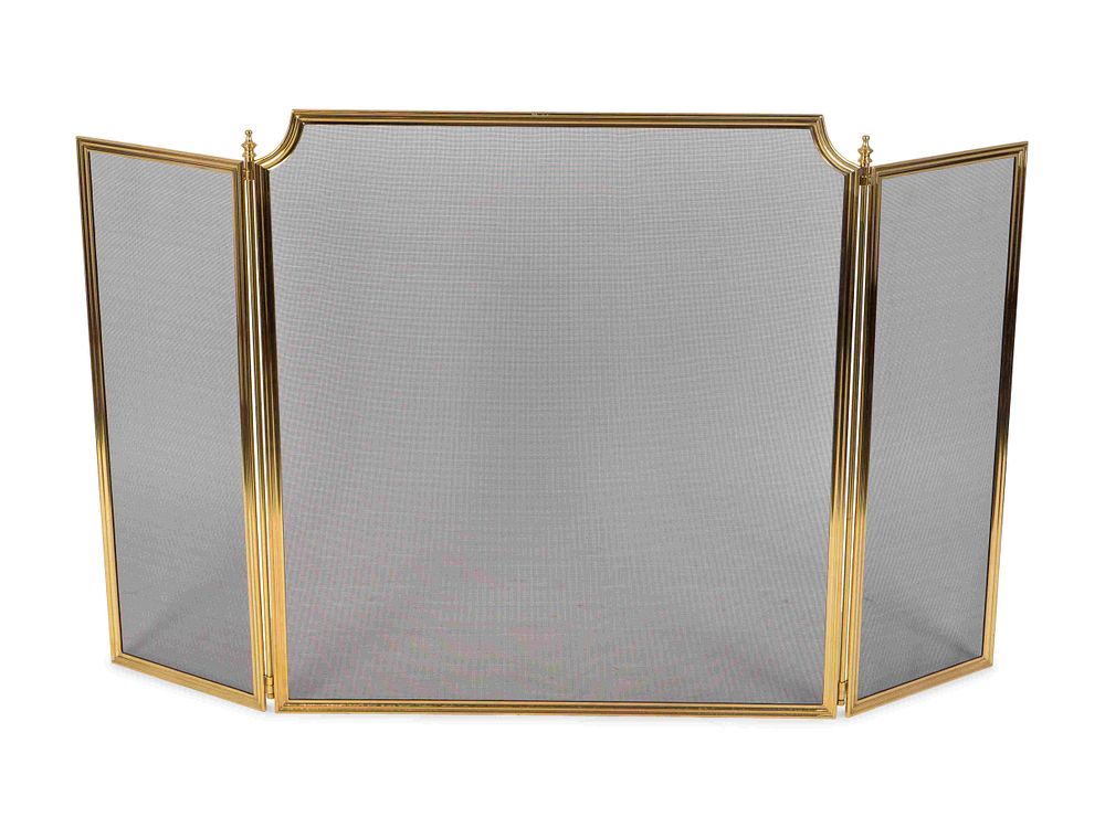 Appraisal: A Brass Three-Fold Firescreen Height inches A Brass Three-Fold Firescreen