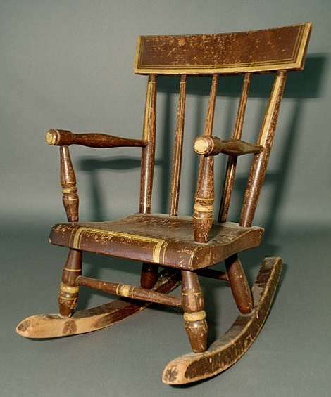 Appraisal: Child s arrow-back rocking chair th c with original painted