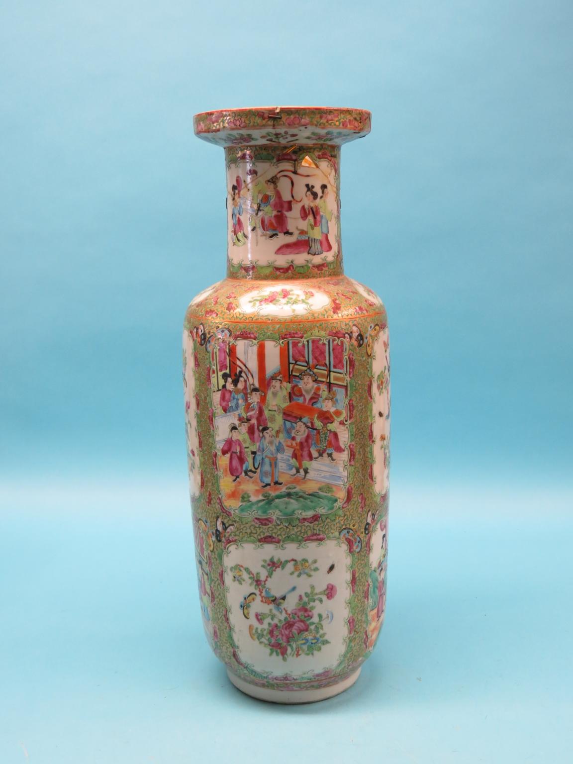 Appraisal: A large th century Canton porcelain vase baluster-shape brightly enamelled