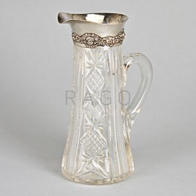 Appraisal: AMERICAN BRILLIANT CUT GLASS WINE PITCHER Zipper and diamond cut