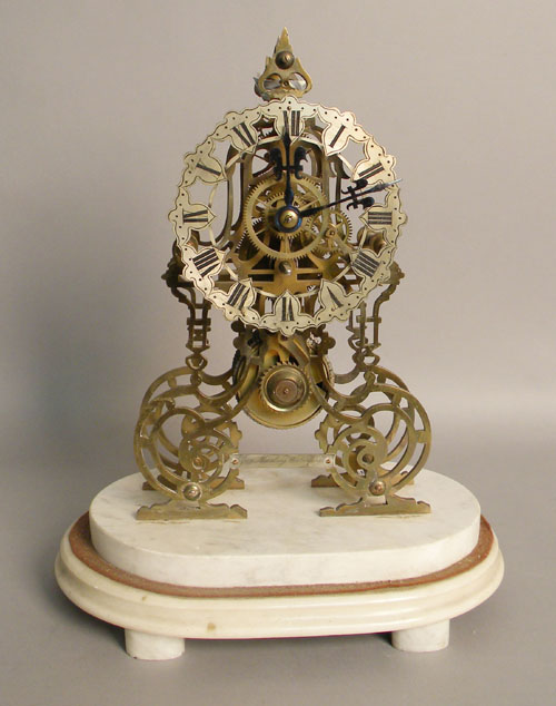 Appraisal: Brass skeleton clock h