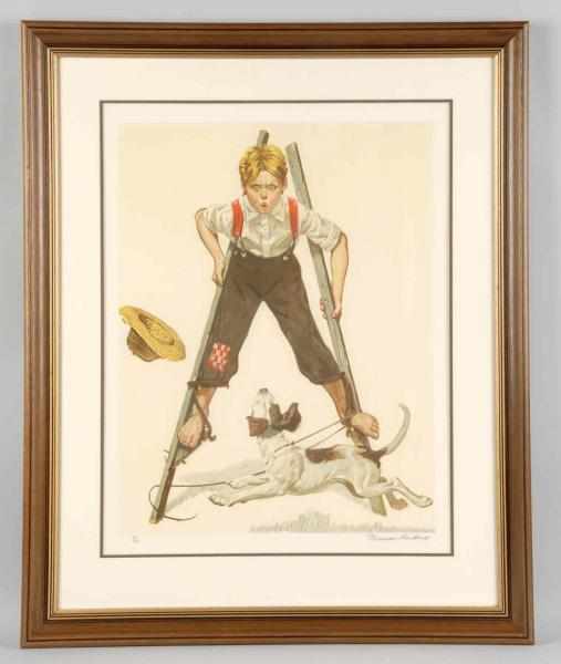 Appraisal: Boys with Stilts Norman Rockwell Print Description Number Matted and