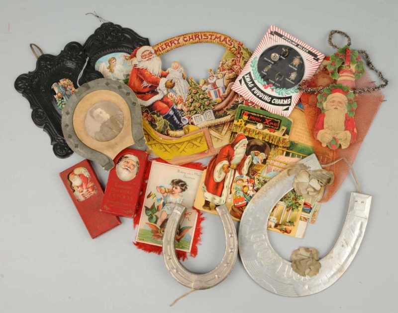 Appraisal: Lot of Christmas Cards Pudding Charms Frames Description Includes four