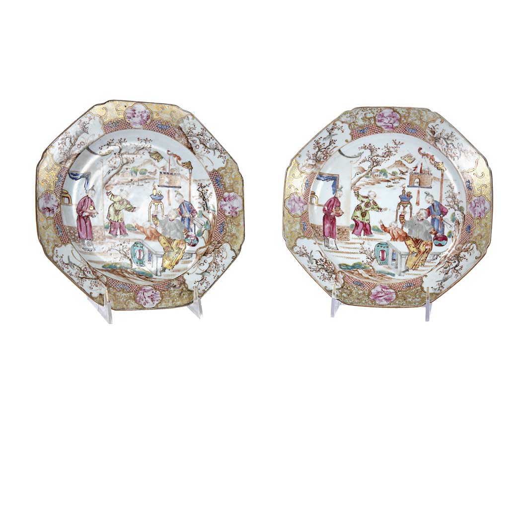 Appraisal: Pair of Chinese Export Famille Rose Porcelain Dishes Mid th