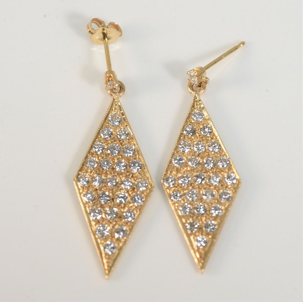 Appraisal: Pair of Karat Gold and Diamond Stud Earrings each with