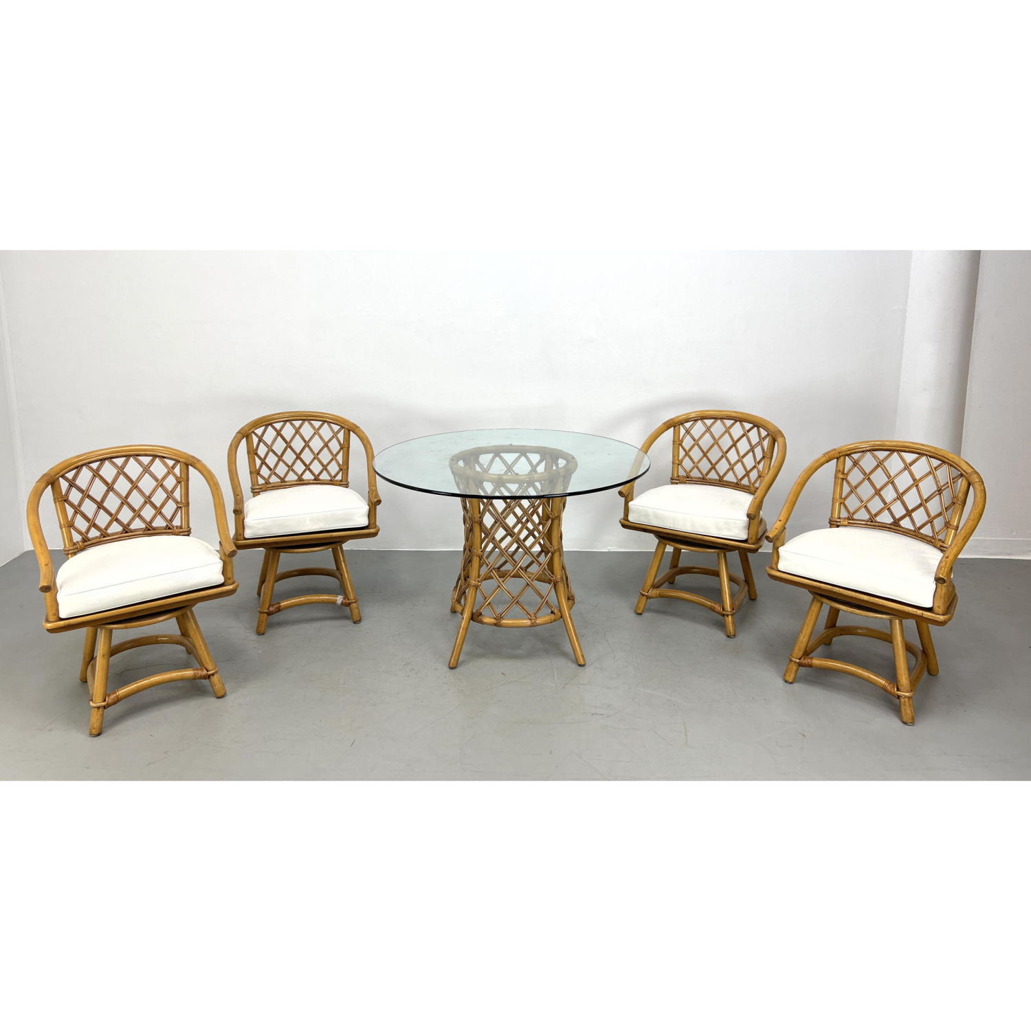 Appraisal: FICKS REED pc Dinette Dining Set Rattan wrapped Dimensions H