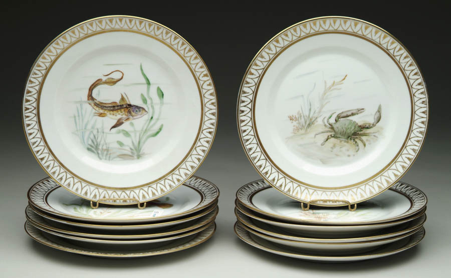 Appraisal: SET OF TWELVE HAND PAINTED FISH PLATES BY ROYAL COPENHAGEN