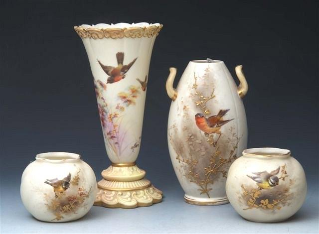 Appraisal: TWO ROYAL WORCESTER VASES of globular form each decorated with