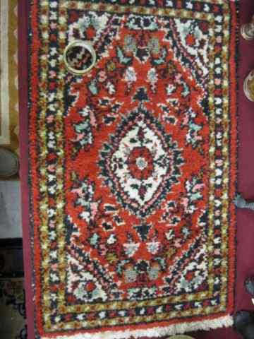 Appraisal: Hamadan Persian Handmade Mat floral on red field ' ''