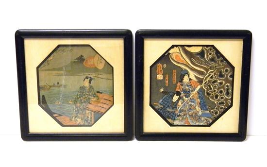 Appraisal: Two Japanese color woodblock prints Edo period both with figural