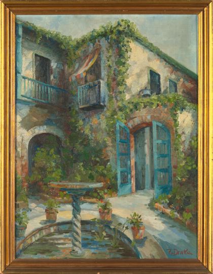 Appraisal: New Orleans School Mid- th Century French Quarter Courtyard oil