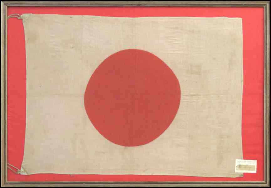 Appraisal: WW II JAPANESE MILITARY FLAG Framed '' x '' ''